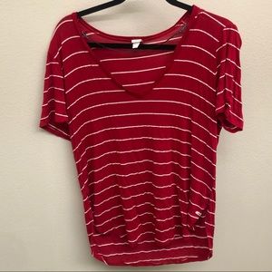 Volcom red and white stripped shirt